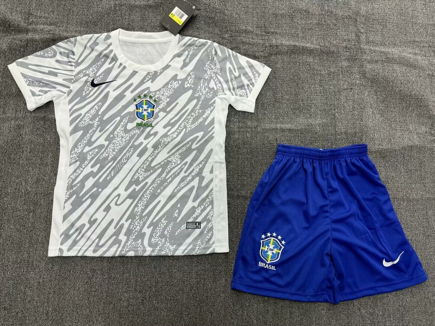 Kids-Brazil 23/24 GK White/Grey Soccer Jersey
